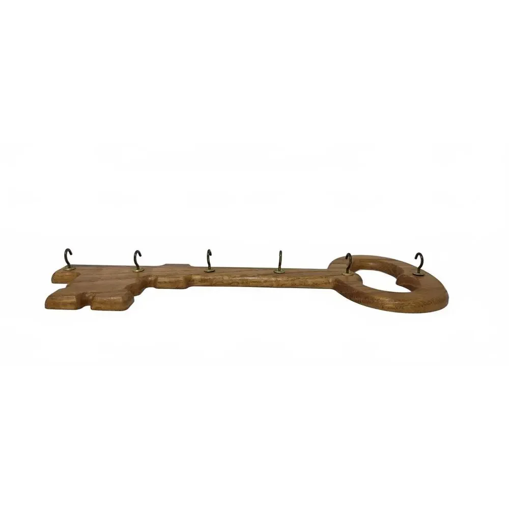 Vintage Wooden Skeleton Key Wall Rack 6 Hooks Vermillion Wood Products